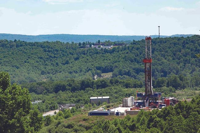 Picture of geothermal drilling rig in Morgantown, West Virginia